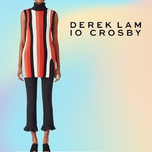 Derek Lam 10 Crosby Multi Color Striped Sleeveless Knit Turtleneck Sweater Sz M